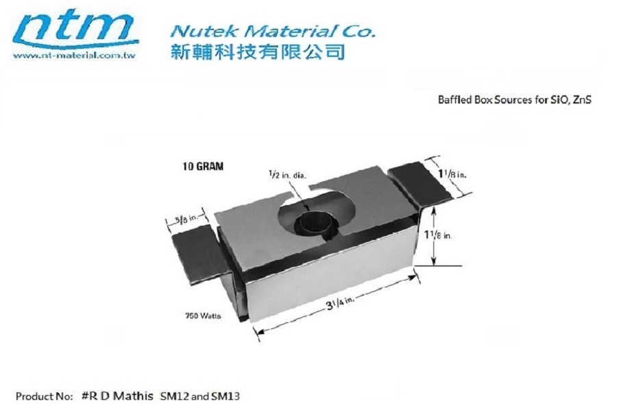 Baffled Box Sources for SiO, ZnS-SM12